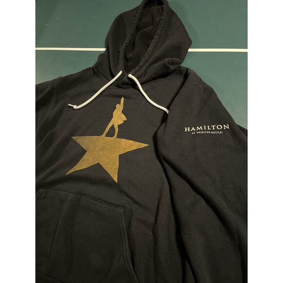 RARE Hamilton Broadway Musical Hoodie Sweatshirt MEDIUM Theatre OFFICIAL Black - Picture 1 of 8